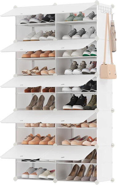 Organizér na boty KIMBERLY, 10 boxů, bílá/průhledná
