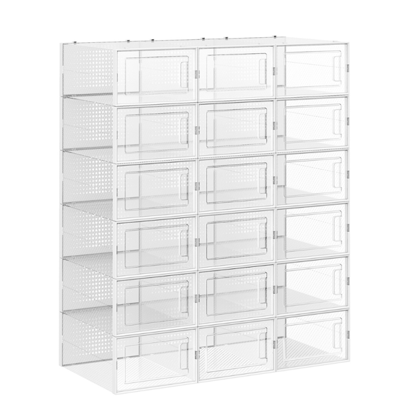 Organizér na boty MARI, 18 boxů, průsvitná/bílá