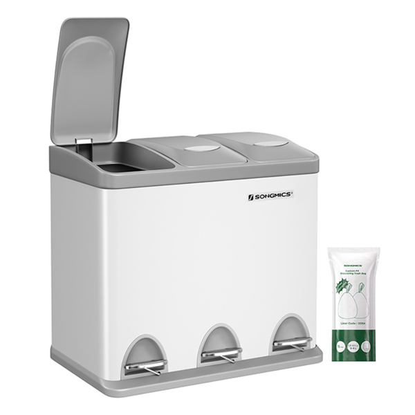 Koš na třídění odpadu SORT 24l (3x8l), šedá/bílá