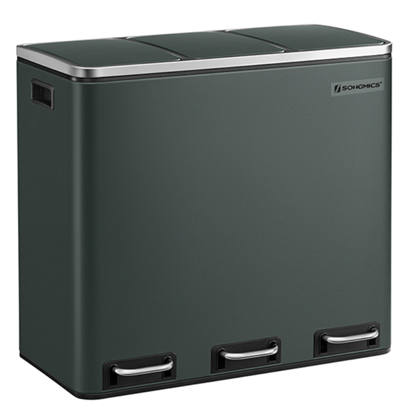 Koš na třídění odpadu SORT 54 l (3×18 l), antracitová/stříbrná