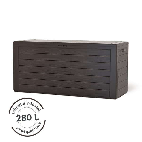 Úložný box WOODEBOX, 280L, 120x46x57cm, tmavě hnědá
