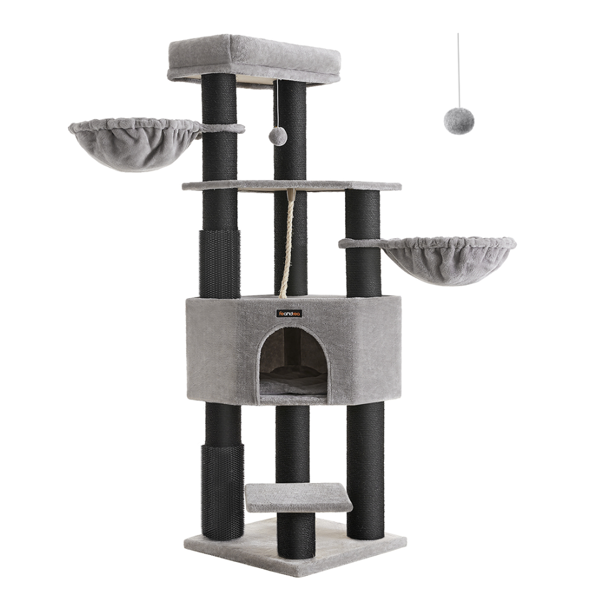 Kočičí strom ONYX, 50x50x160cm, šedá/černá