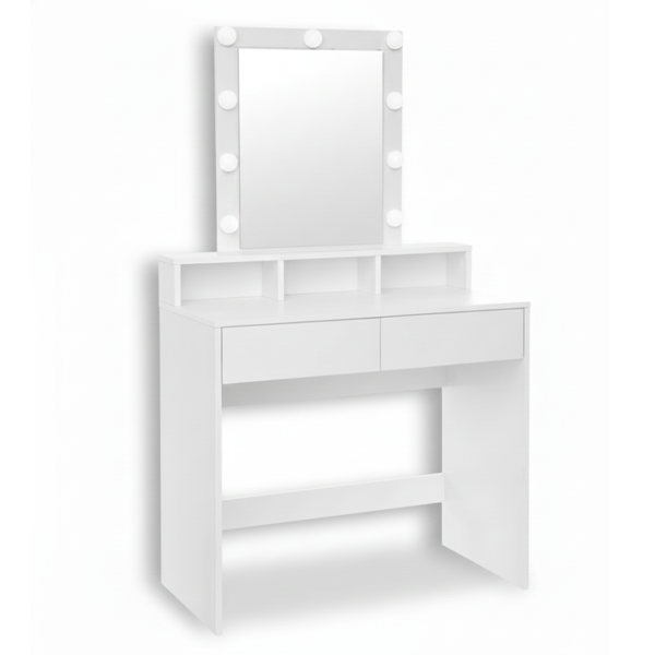 Toaletní stolek VANESA s osvětlením, 80x40x145cm, bílá