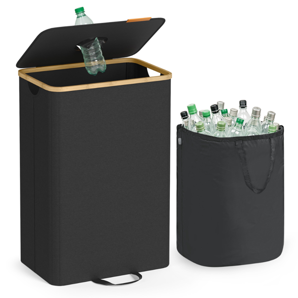 Třídicí koš na lahve a plechovky ECOVIA, 100l, černá/béžová