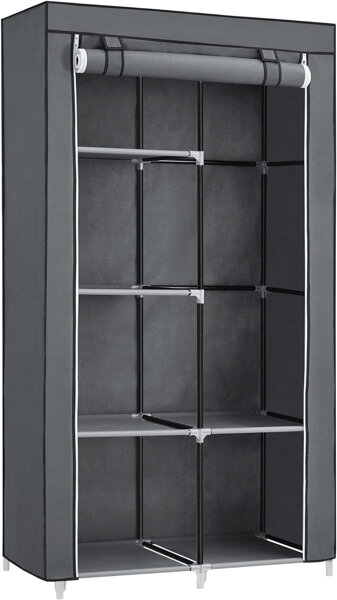 Přenosná látková skříň 88x45x168 cm, šedá