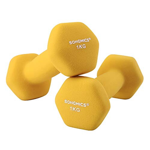 Sada 2 činek, 2 x 1 kg, protiskluzová, neoprenová, žlutá 