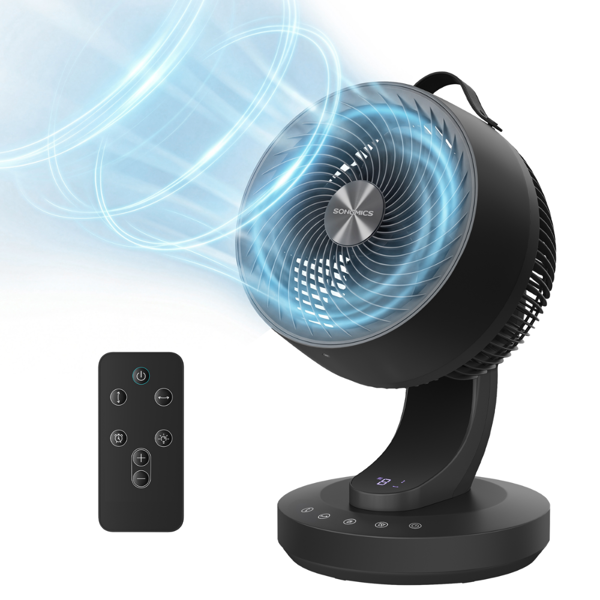 Cirkulační ventilátor FLOW s dálkovým ovládáním, černý